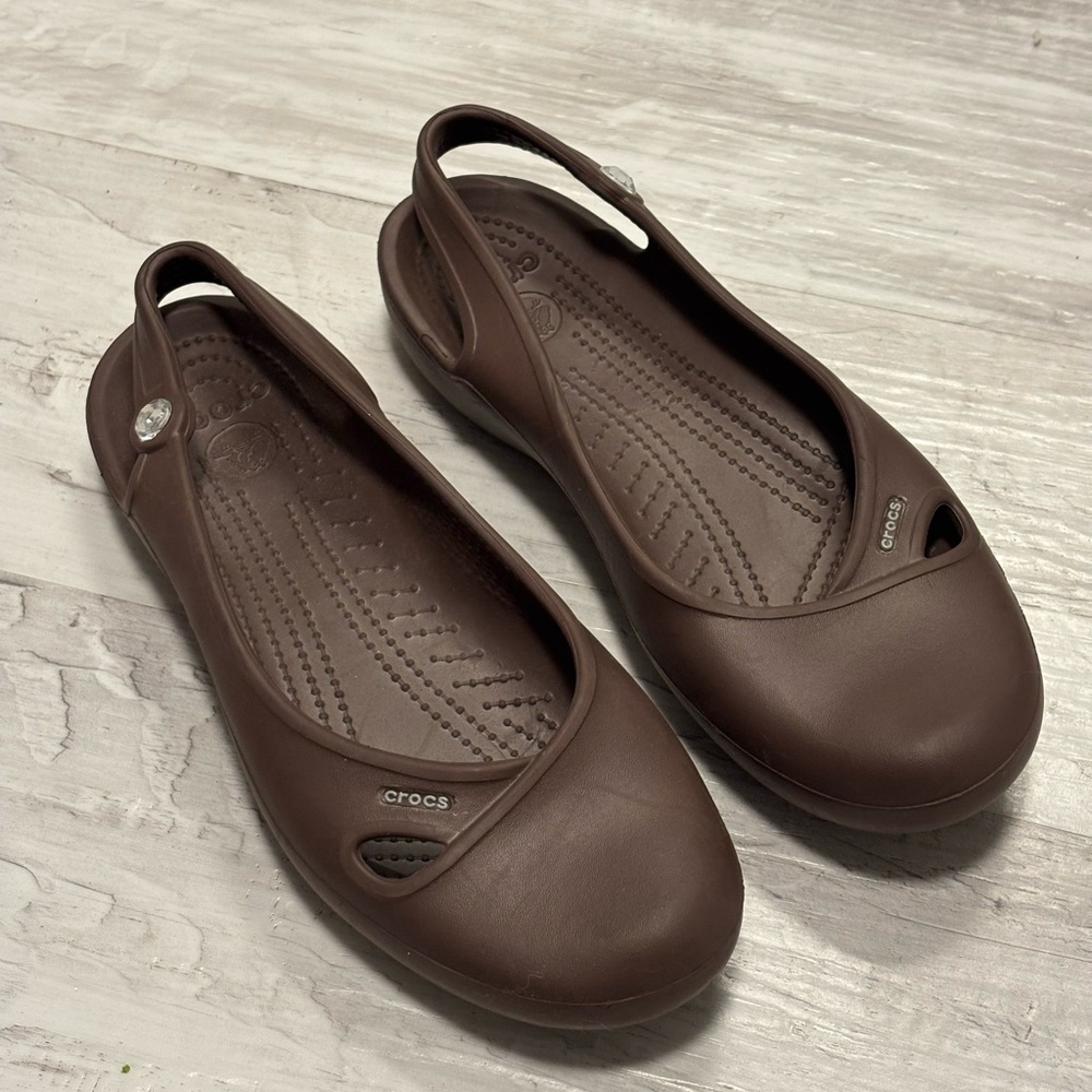 CROCS Women's Olivia Slingback Ballet Flats Brown Size 11